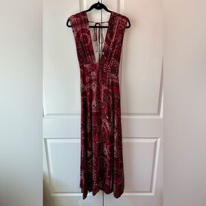 Stillwater Women’s Paisley Bandana Print What If Maxi Dress Burgundy (Size S)